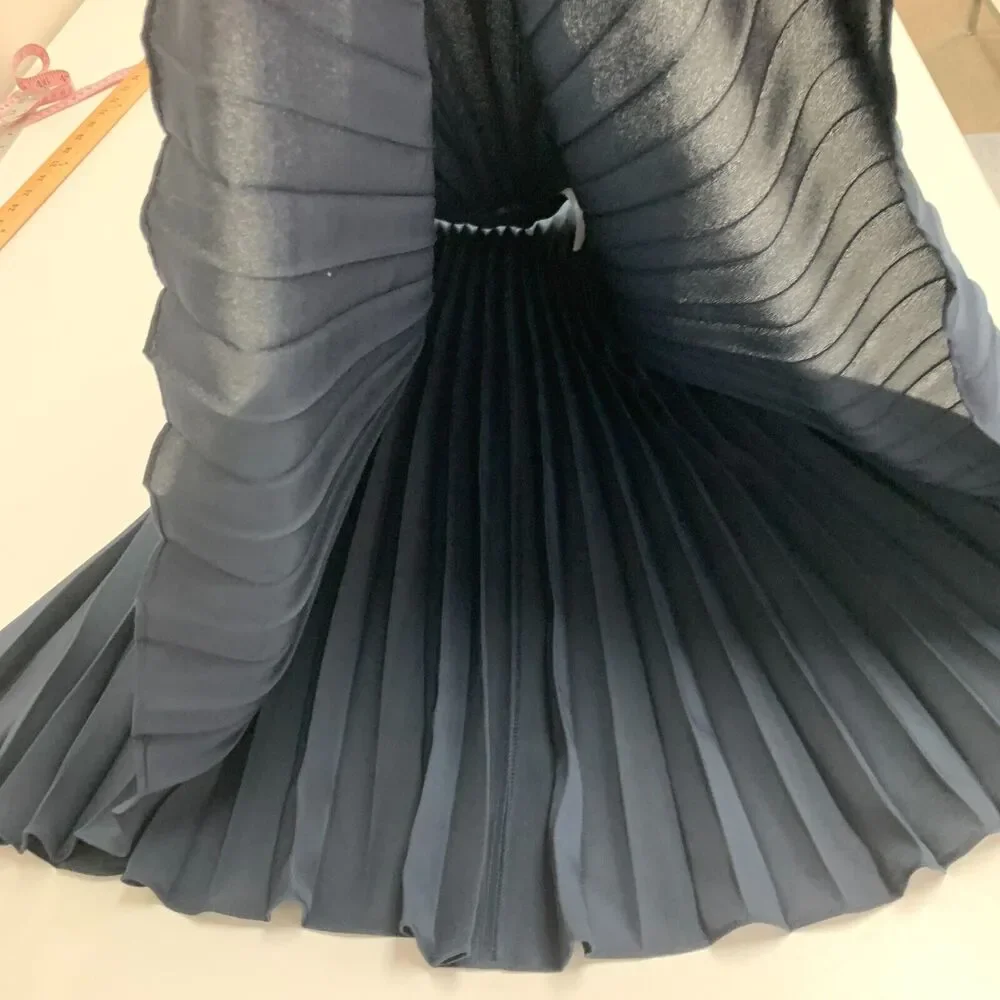 Michael Kors Accordion Skirt Womens 0 Semi Sheer Knee Length Pleated Unlined